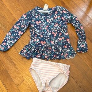 RuffleButts Scalloped Rash Guard 2-Piece UPF50+ Sun Protected Swimsuit